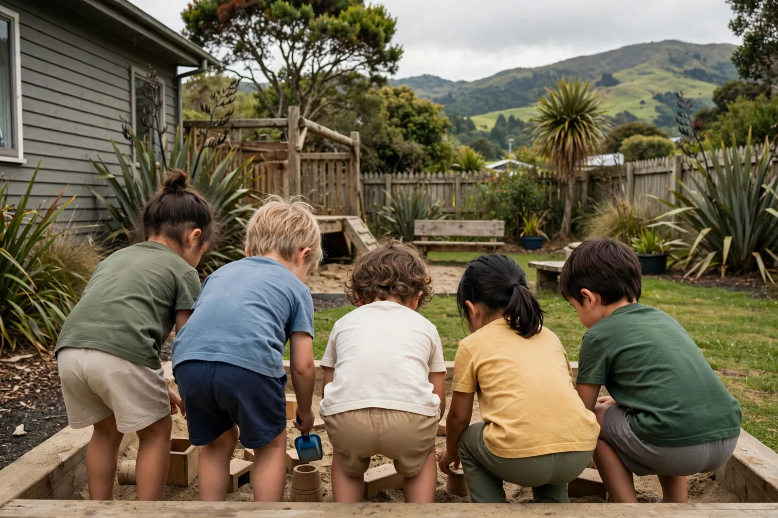 Preschool children playing outdoors