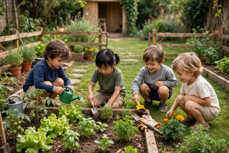 Children playing outdoors at preschool