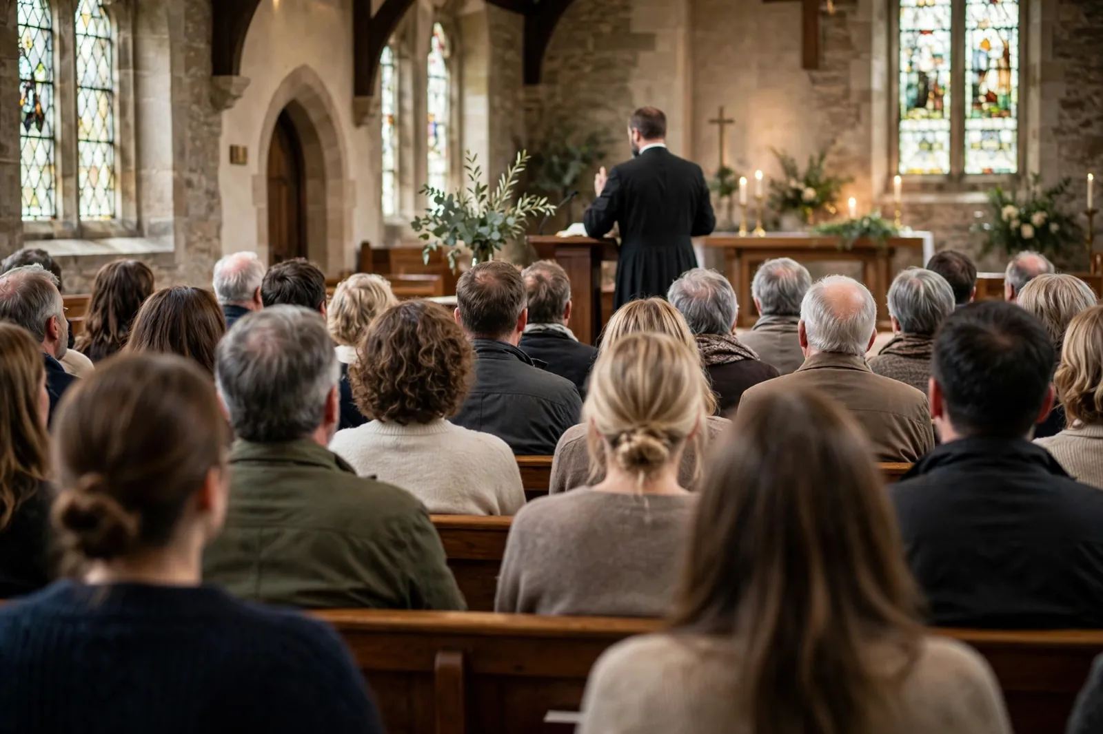 A religious worker leading a service