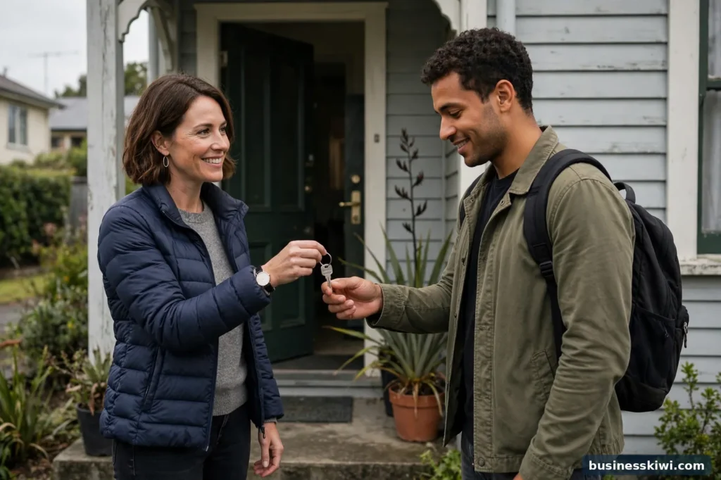 A tenant receiving the keys to a rental home