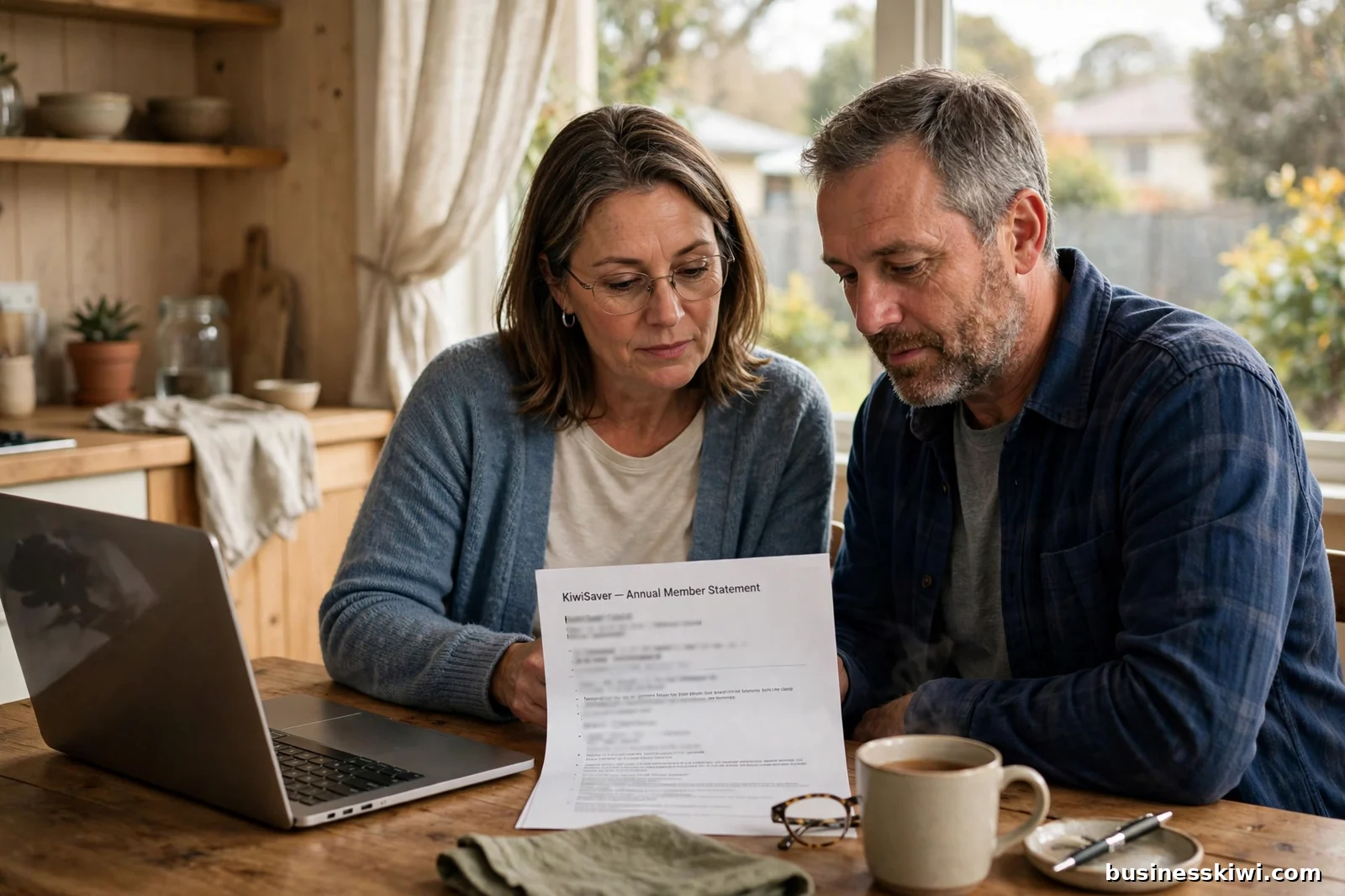 Reviewing a KiwiSaver annual statement at home