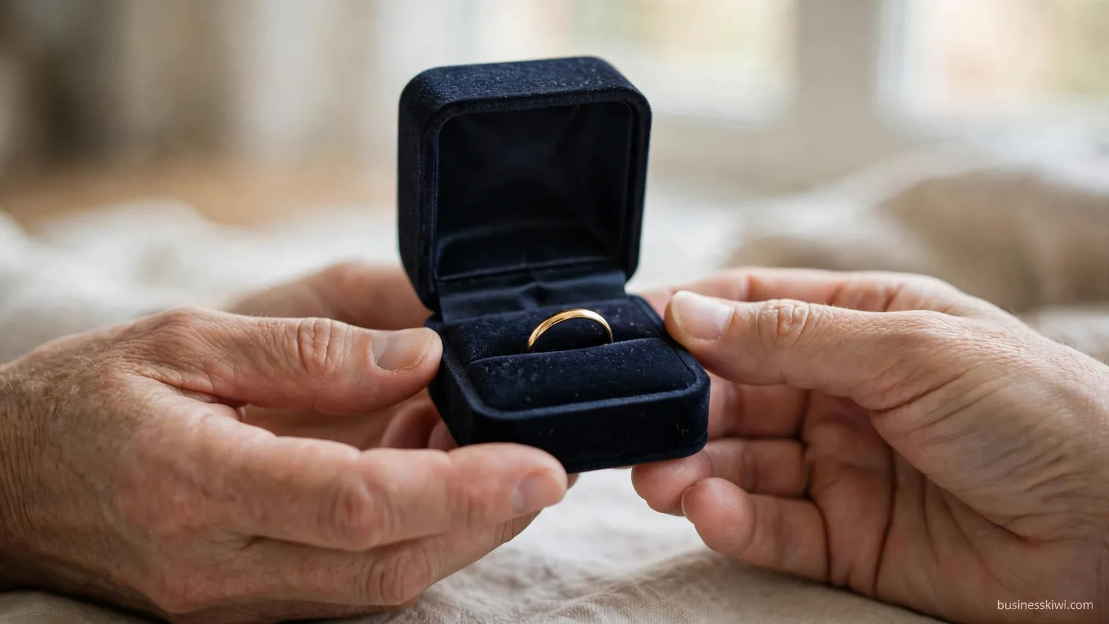 A ring in its box