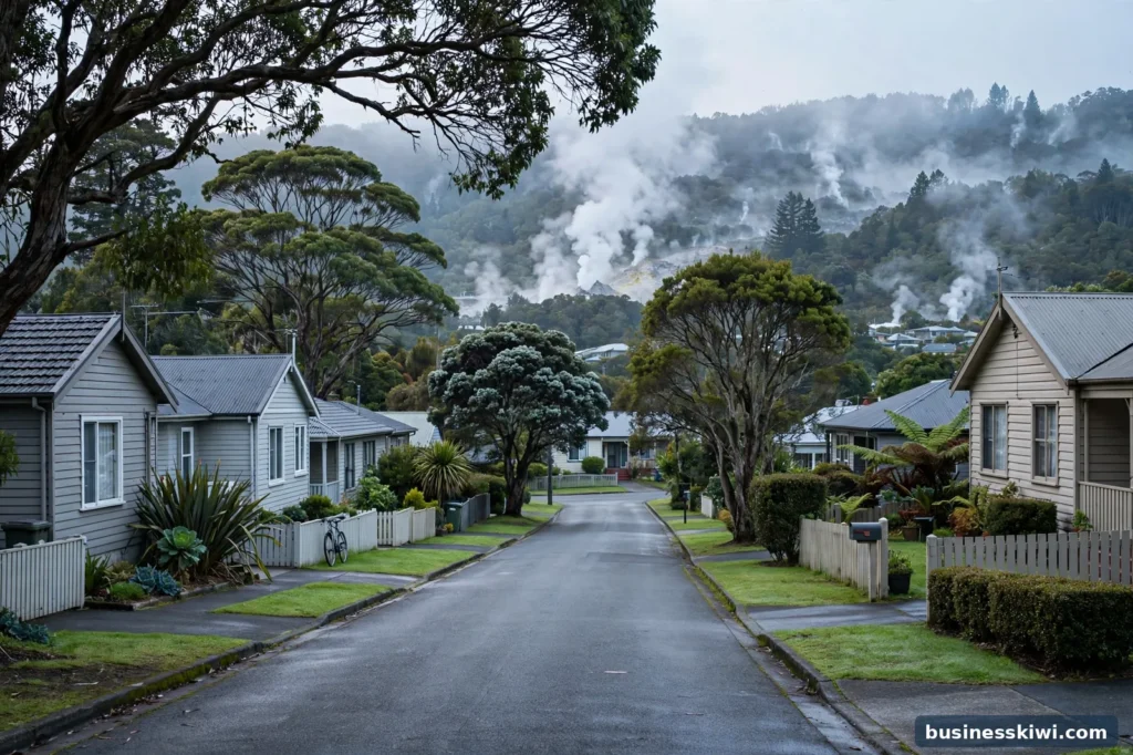 A residential street in Rotorua