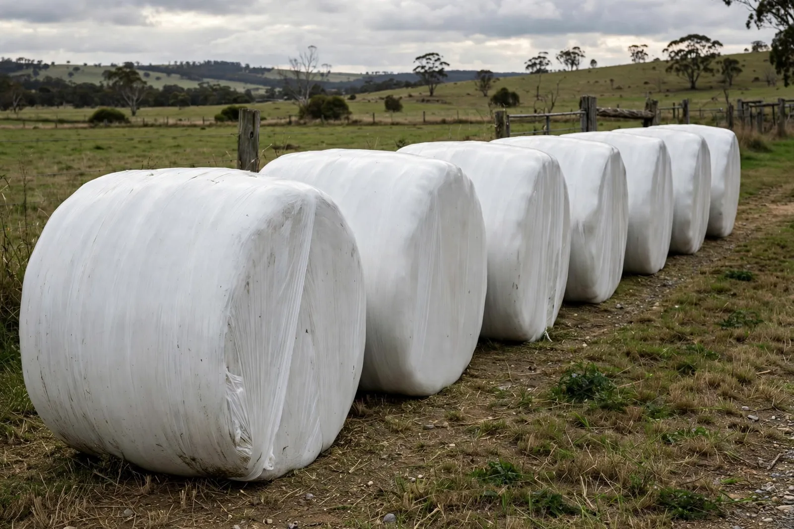 Round bales ready for feeding out