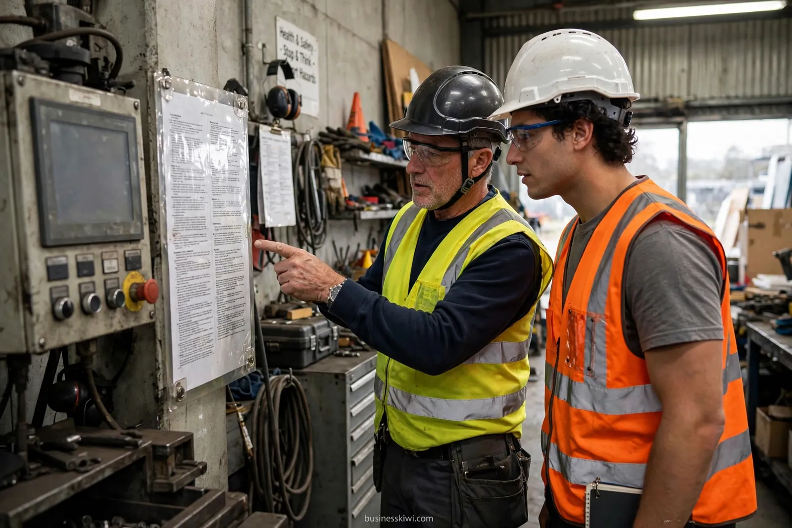 Training a worker at a machine
