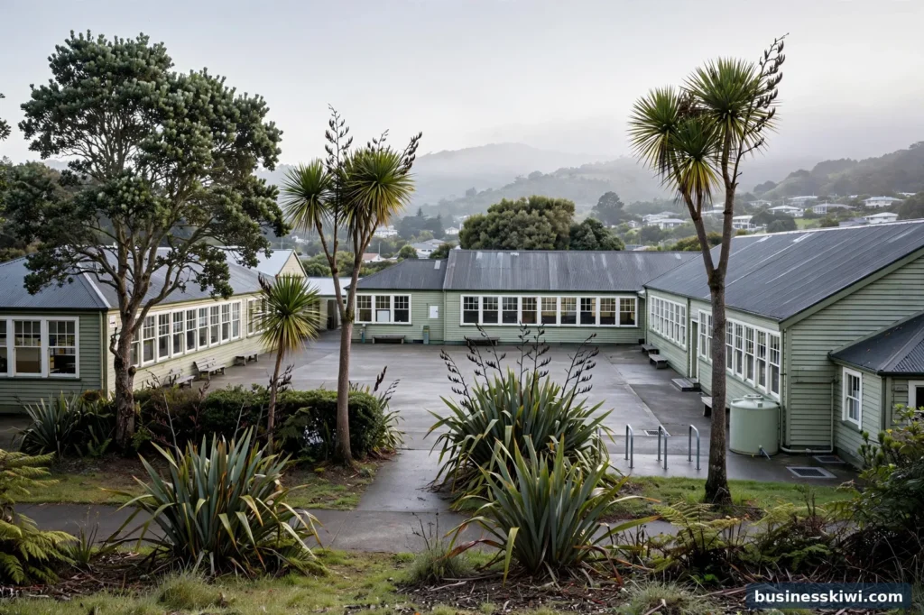 Primary school classroom blocks and courtyard