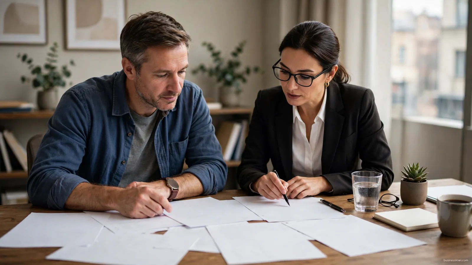 Reviewing the sale paperwork with a lawyer