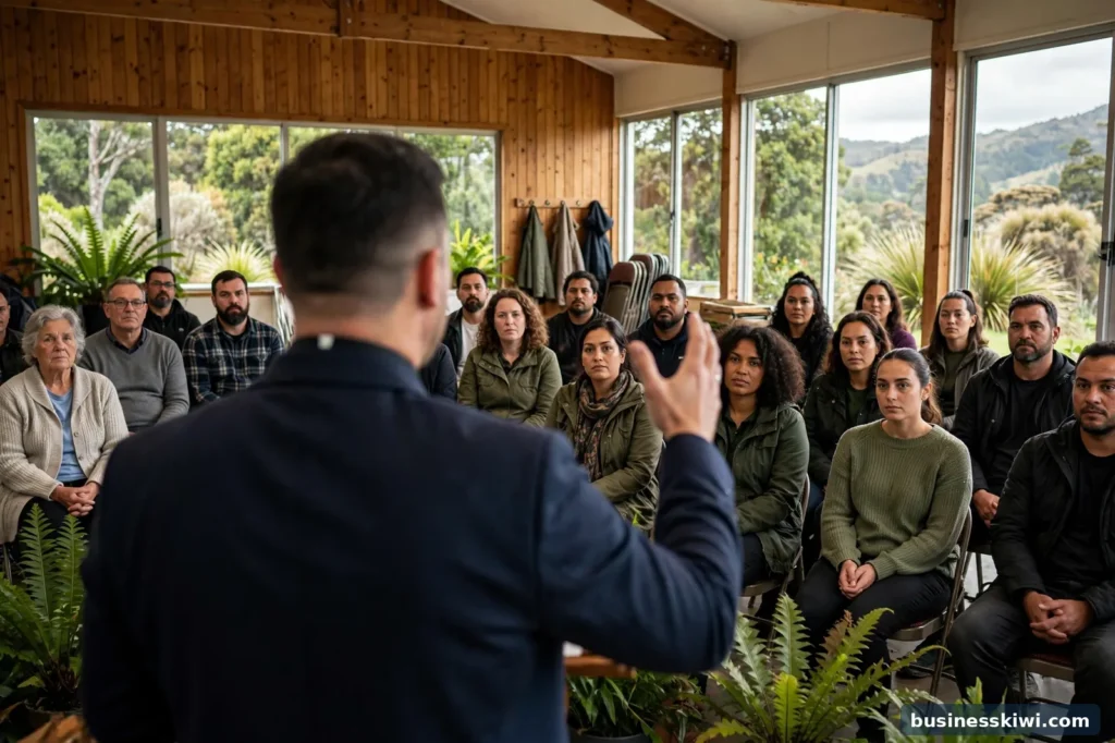 A religious worker leading a service