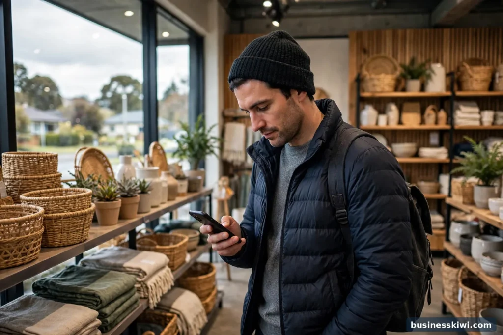 A shopper browsing in a retail store