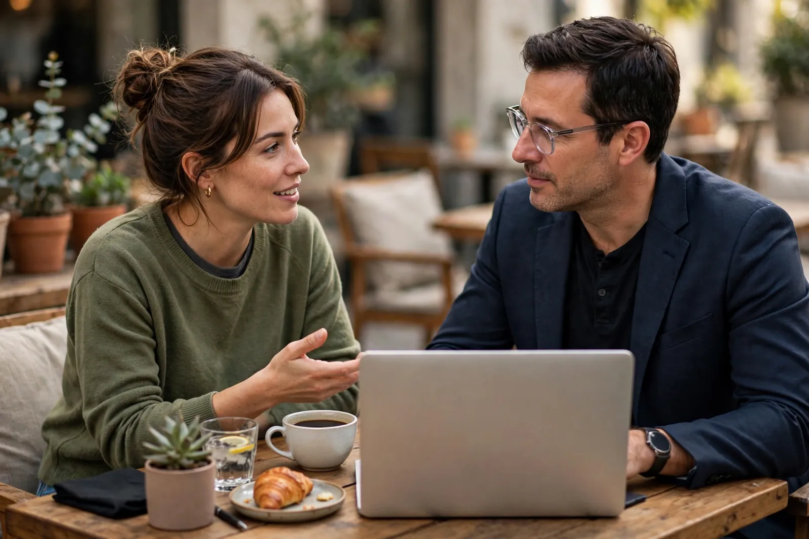 A small business owner talking with an advisor