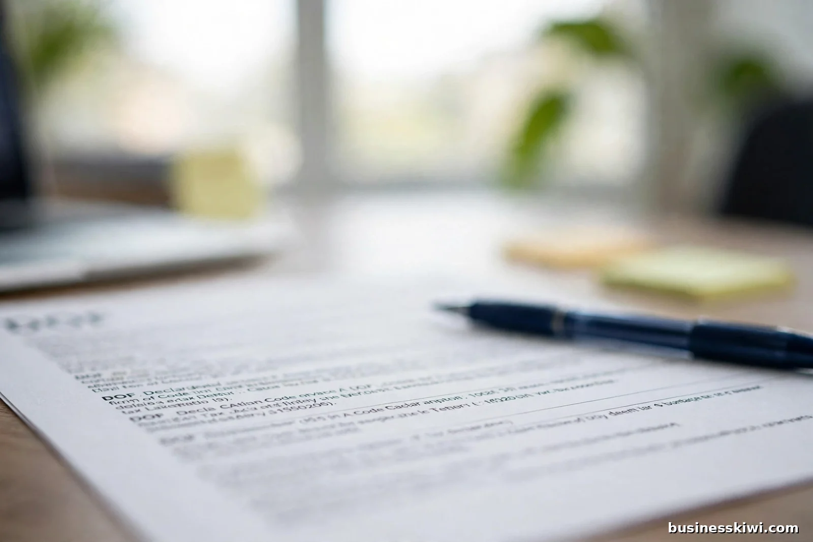 A tax code declaration form