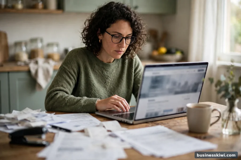 A person filing a tax return on a laptop