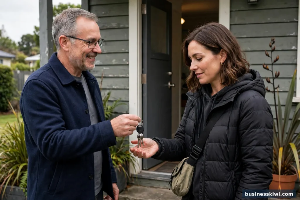 A tenant receiving the keys to a rental home