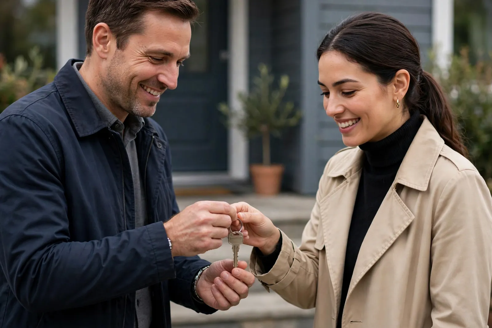 A tenant receiving the keys to a rental home