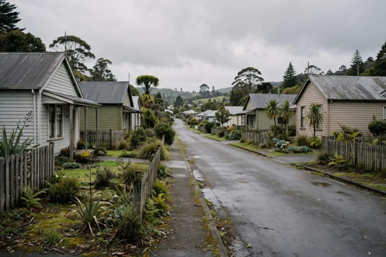 A quiet residential street of weatherboard homes in Timaru, New Zealand