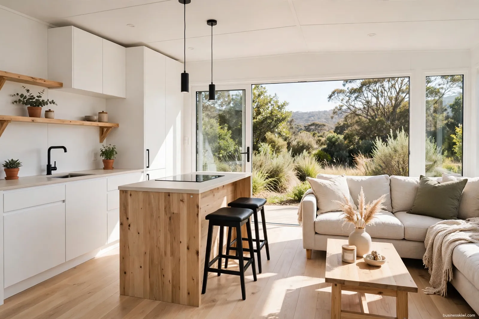 Inside a two-bedroom transportable home
