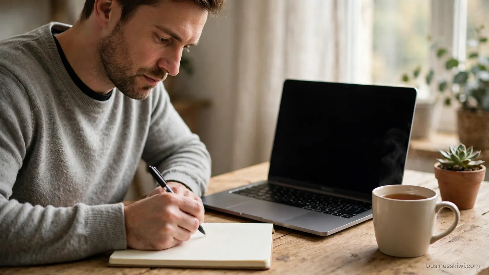 Writing a leave request at home